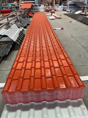 1040mm Lebar Sintetis Resin Atap Ubin Asa Dilapisi Bahan Pvc Gaya Spanyol